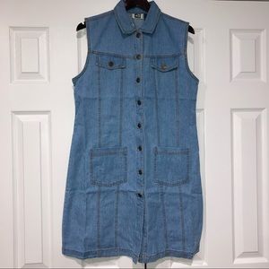 NWT American Dynasty Light Denim Wash Sleeveless Button Down Cotton Dress Small
